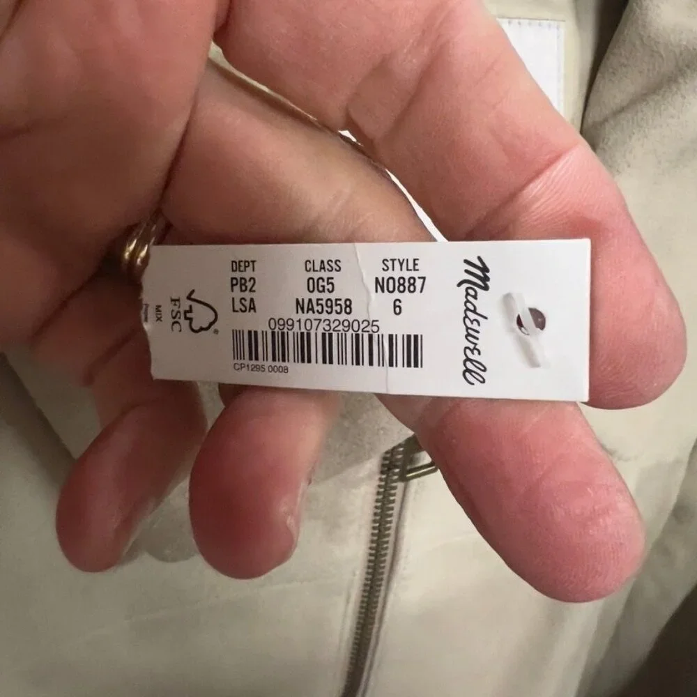 Madewell $498 Shrunken Zip-Front Jacket in Suede Light Sand Size 6 NO887 - Picture 10 of 11